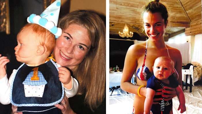 Hailey Clauson on set with MJ Days son.